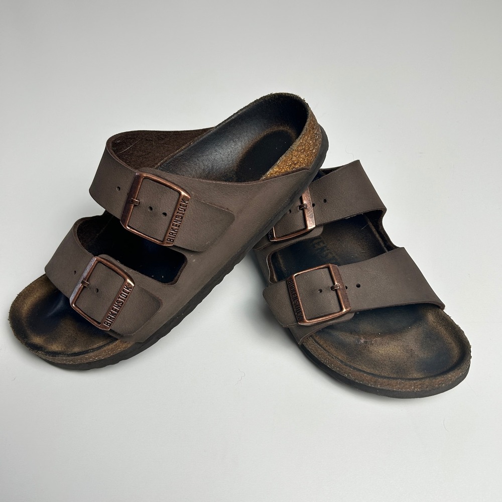 Birkenstock Arizona Mocha Birkibuc Sandals Women 37 L6 M4 Copper Buckle Brown